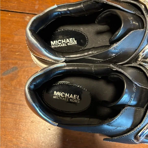 Michael Kors Kenna Chain Link Leather Sneakers Women’s Black Size 8 Style FT20L - Picture 9 of 11